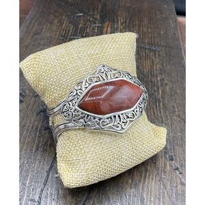 Barse Flourish Cuff Bracelet-Red Tigers Eye- Silver- NWT